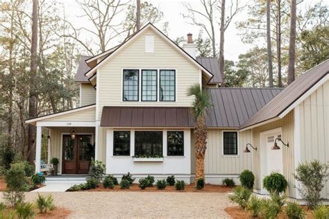 honey gold house with brown metal roof|brown metal exterior ideas.